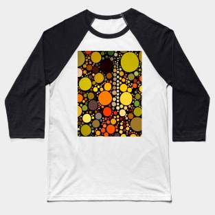 1980s  retro autumn brown green orange geometric polka dots Baseball T-Shirt